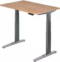 Sitz-Steh-Schreibtisch elektrisch 120x80cm Nussbaum/Graphit-alu