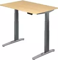 Arbeitstisch 120x80 cm Platte Ahorn, Gestell graphit/Alu poliert, elektrisch h&ouml;h -