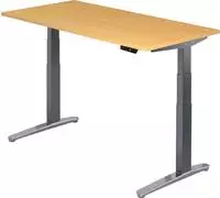 Arbeitstisch 160x80 cm Platte Buche, Gestell graphit/Alu poliert, elektrisch h&ouml;h -
