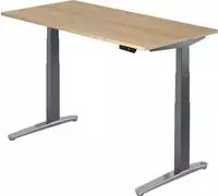 Arbeitstisch 160x80 cm Platte Eiche, Gestell graphit/Alu poliert, elektrisch h&ouml;h -