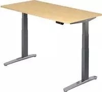 Arbeitstisch 160x80 cm Platte Ahorn, Gestell graphit/Alu poliert, elektrisch h&ouml;h -