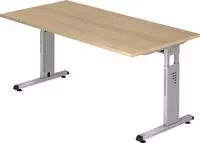 Hammerbacher-Schreibtisch C-Fu&szlig; 160x80cm Eiche/Silber-VOS16/E/S