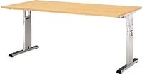 Hammerbacher-Schreibtisch C-Fu&szlig; 160x80cm Ahorn/Silber-VOS16/3/S