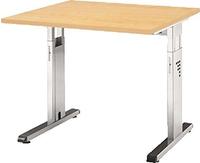 Hammerbacher-Schreibtisch C-Fu&szlig; 80x80cm Ahorn/Silber-VOS08/3/S