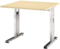 HAMMERBACHER Gradeo h&ouml;henverstellbarer Schreibtisch wei&szlig; quadratisch,