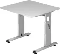 Hammerbacher-Schreibtisch C-Fu&szlig; 80x80cm Grau/Silber-VOS08/5/S