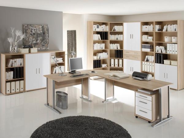 Möbel-Eins Office Line Winkelkombination Eiche Sonoma/weiß