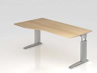 Schreibtisch C-Fu&szlig; 180x100/80cm Eiche/Silber - Braun