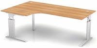 Winkeltisch C-Fu&szlig; 200x120cm 90 Grad Nussbaum/Silber