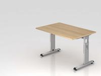 Hammerbacher-Schreibtisch C-Fu&szlig; 120x80cm Eiche/Silber-VOS12/E/S