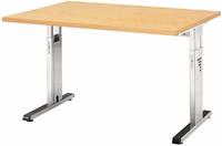 Hammerbacher-Schreibtisch C-Fu&szlig; 120x80cm Grau/Silber-VOS12/5/S