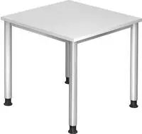 Hammerbacher-Schreibtisch 4Fu&szlig;-rd.80x80cm Wei&szlig;/Silber-VHS08/W/S