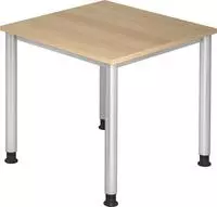 Hammerbacher-Schreibtisch 4Fu&szlig;-rd.80x80cm Eiche/Silber-VHS08/E/S