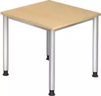 Hammerbacher-Schreibtisch 4Fu&szlig;-rd.80x80cm Ahorn/Silber-VHS08/3/S