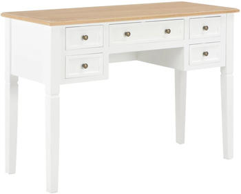 vidaXL Desk With 5 Drawers in White Wood