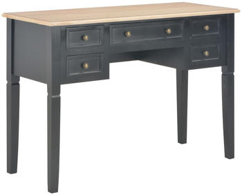 vidaXL Desk With 5 Drawers in Black Wood