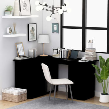 vidaXL Angle Desk With Drawers Black