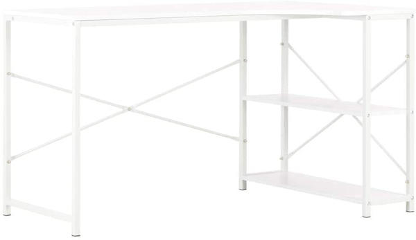 vidaXL Computer Desk L-Shaped With Shelves - White