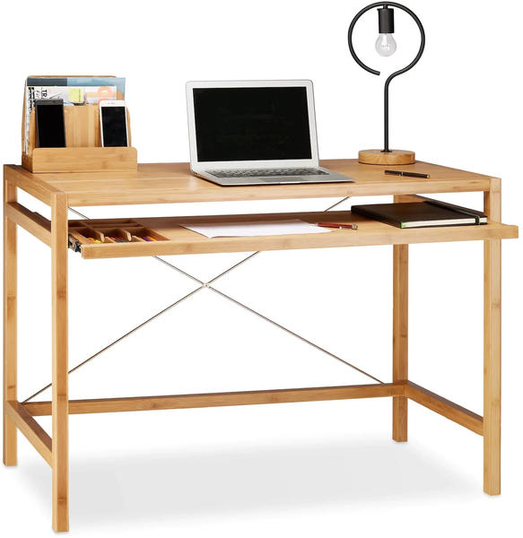 Relaxdays Computertisch Holz mit Tastaturauszug (10020277_0)