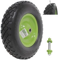 Baumarktplus Schubkarrenrad gr&uuml;n/Schwarz Vollgummi 4.80/4.00-8 + Achse...