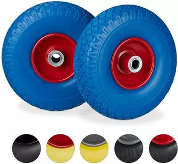 Relaxdays 4 x Sackkarrenrad Stahlfelge blau-rot Blau ot
