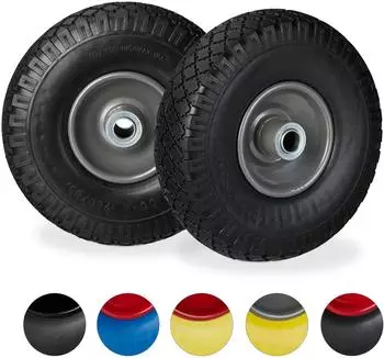 Relaxdays 2er Sackkarrenrad Set mit Stahlfelge Schwarz rau