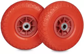 Relaxdays Sackkarrenrad 2er Set PU 3.00-4 Rot