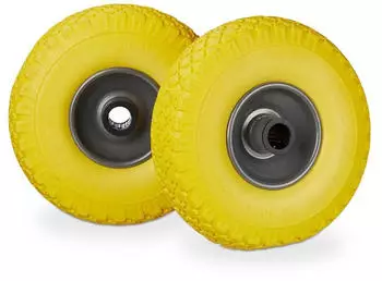 Relaxdays Sackkarrenrad Vollgummi im 2er Set Gelb rau