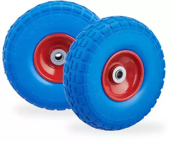 Relaxdays Sackkarrenrad Ersatzreifen blau-rot 4.1/3.5-4, 4er-Set