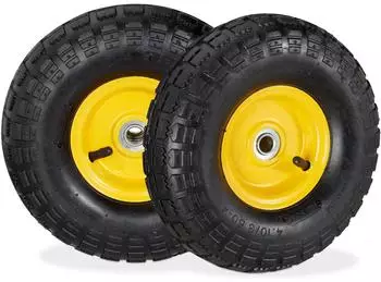 Relaxdays Sackkarrenrad 4.1/3.5-4 luftbereift Stahlfelge 260x85mm 4er-Set