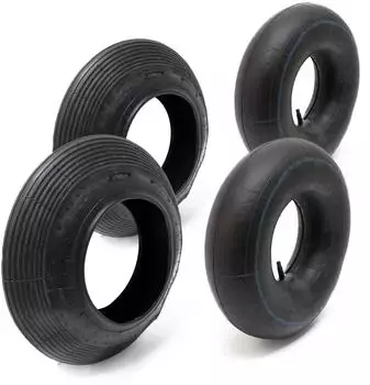 Wiltec Schubkarren-Reifen & Schlauch Set 4.00-8 TR13 Ventil, 2x (51906)
