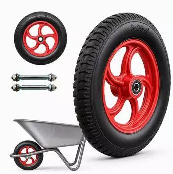Relaxdays Sackkarren-Rad 2er Set 3.25-8 Vollgummi, Schwarz-Rot