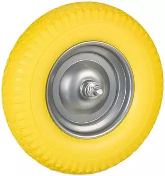 Relaxdays Schubkarrenrad 4.00-8 Vollgummi mit Achse, pannensicher, 100kg, Gelb/Grau (10047903_958)