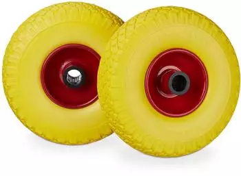 Relaxdays 4 x Sackkarrenrad Vollgummi gelb-rot Gelb ot