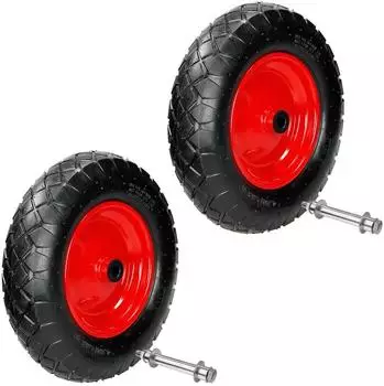 ECD Germany Schubkarrenrad Luftbereift mit Achse 4.80/4.00-8, &Oslash;390mm, 2er-Pack