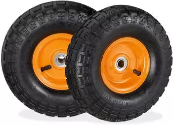 Relaxdays Sackkarrenrad 2er Set 4.10 3.50-4 Orange chwarz