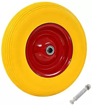 vidaXL Schubkarrenrad mit Achse, massives PU, 4,00-8, 390mm (142980)
