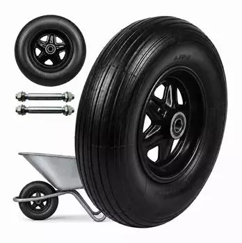 Relaxdays Sackkarren-R&auml;der 3.50-8 Vollgummi, 2er-Set, schwarz