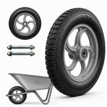 Relaxdays Sackkarren-Rad 3.25-8 Vollgummi, 2er Set, schwarz-grau
