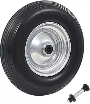 vidaXL Schubkarrenrad mit Achse, massives PU, 4,00-8, 390mm (142978)