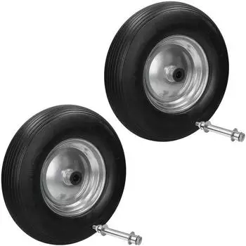 ECD Germany Schubkarrenrad PU-Vollgummi pannensicher 4.80/4.00-8, Ø390mm, 200kg, 2er-Set (299088697)