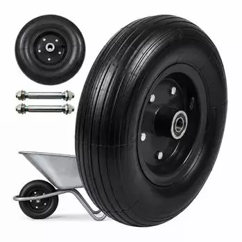 Relaxdays Sackkarrenr&auml;der 4.00-6 Vollgummi, 2er-Set, schwarz