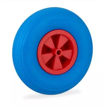 Relaxdays Schubkarrenrad 3.50-6, Vollgummi, Kunststofffelge, bis 100kg, blau/rot (10047764)
