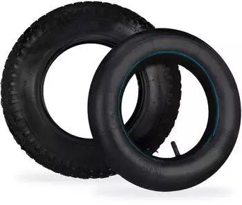 Relaxdays Ersatzreifen mit Schlauch 3.50-8, Stollenprofil, 154kg, schwarz (10047675)