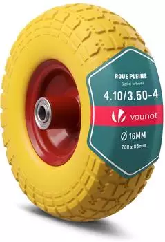 Vounot Schubkarrenrad PU pannensicher 260x85mm, Achse 16mm (15425749582173)