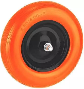 Relaxdays Schubkarrenrad Vollgummi 200kg, Stahlfelge, schwarz-orange (16x4.00-8)