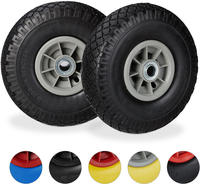 Relaxdays - 2x Sackkarrenrad, Pannensichere Vollgummireifen, 3.00-4 Zoll, 20mm Achse,