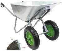 2-Rad Schubkarre verzinkt 110L Gartenkarre Baukarre kippsicher PolyurethanR&auml;der