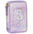 3 Compartments Pencil Case Unicorn Princess Purple