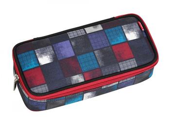 4YOU Pencil Case mit Geodreieck squares blue/red